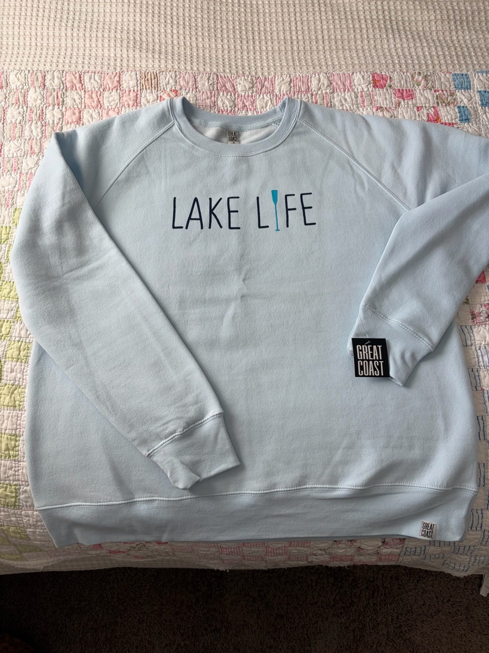 Brand new Great Coast Light Blue Lake Life Crewneck Sweatshirt